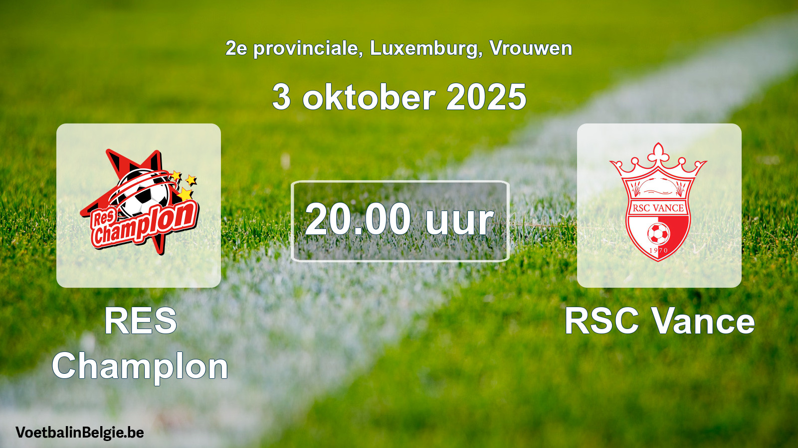 Match prévu football femmes: RES Champlon - RSC Vance (3 octobre 2025)