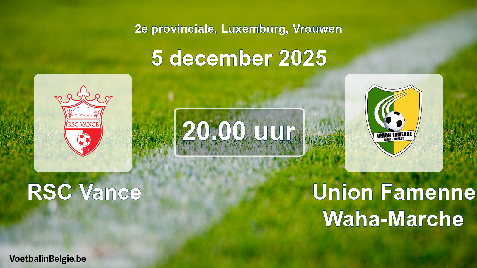 Geplande wedstrijd vrouwenvoetbal: RSC Vance - Union Famenne Waha-Marche (5 december 2025)