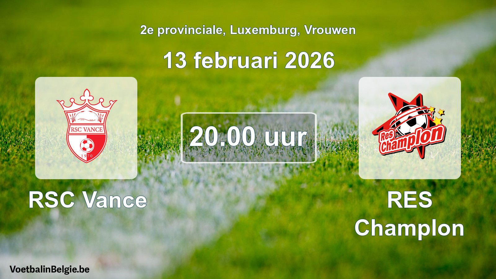 Geplantes Spiel frauen-Fußball: RSC Vance - RES Champlon (13 Februar 2026)
