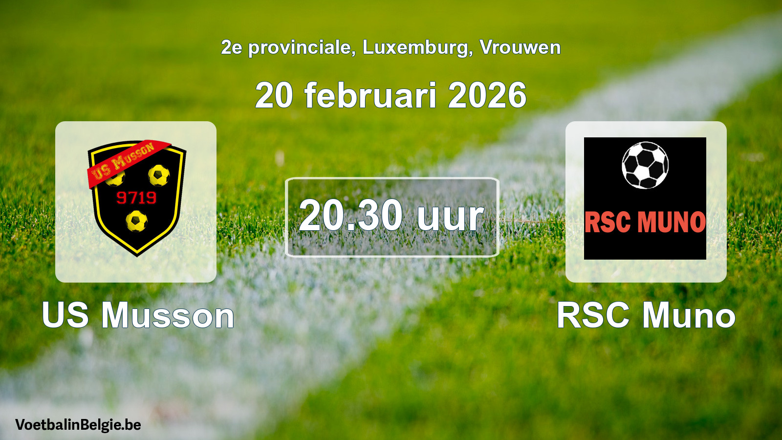 Geplande wedstrijd vrouwenvoetbal: US Musson - RSC Muno (20 februari 2026)
