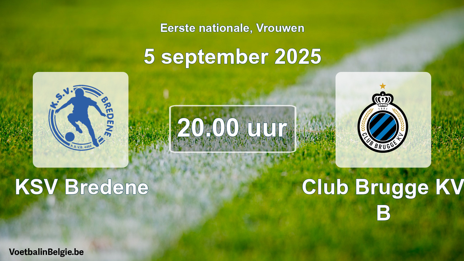 Geplande wedstrijd vrouwenvoetbal: KSV Bredene - Club Brugge KV B (5 september 2025)