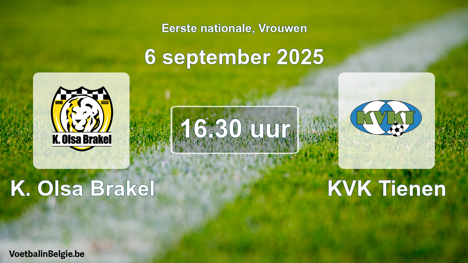 Geplande wedstrijd vrouwenvoetbal: K. Olsa Brakel - KVK Tienen (6 september 2025)