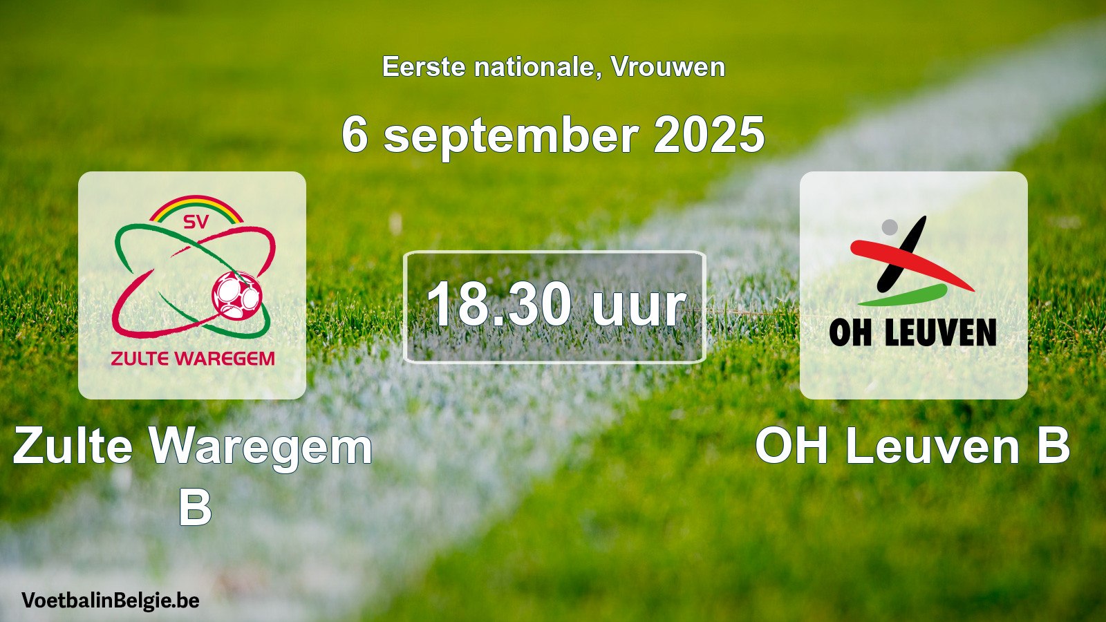 Match prévu football femmes: Zulte Waregem B - OH Leuven B (6 septembre 2025)