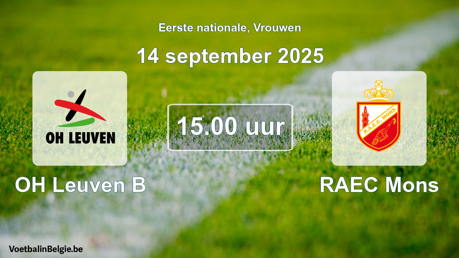 Geplande wedstrijd vrouwenvoetbal: OH Leuven B - RAEC Mons (14 september 2025)