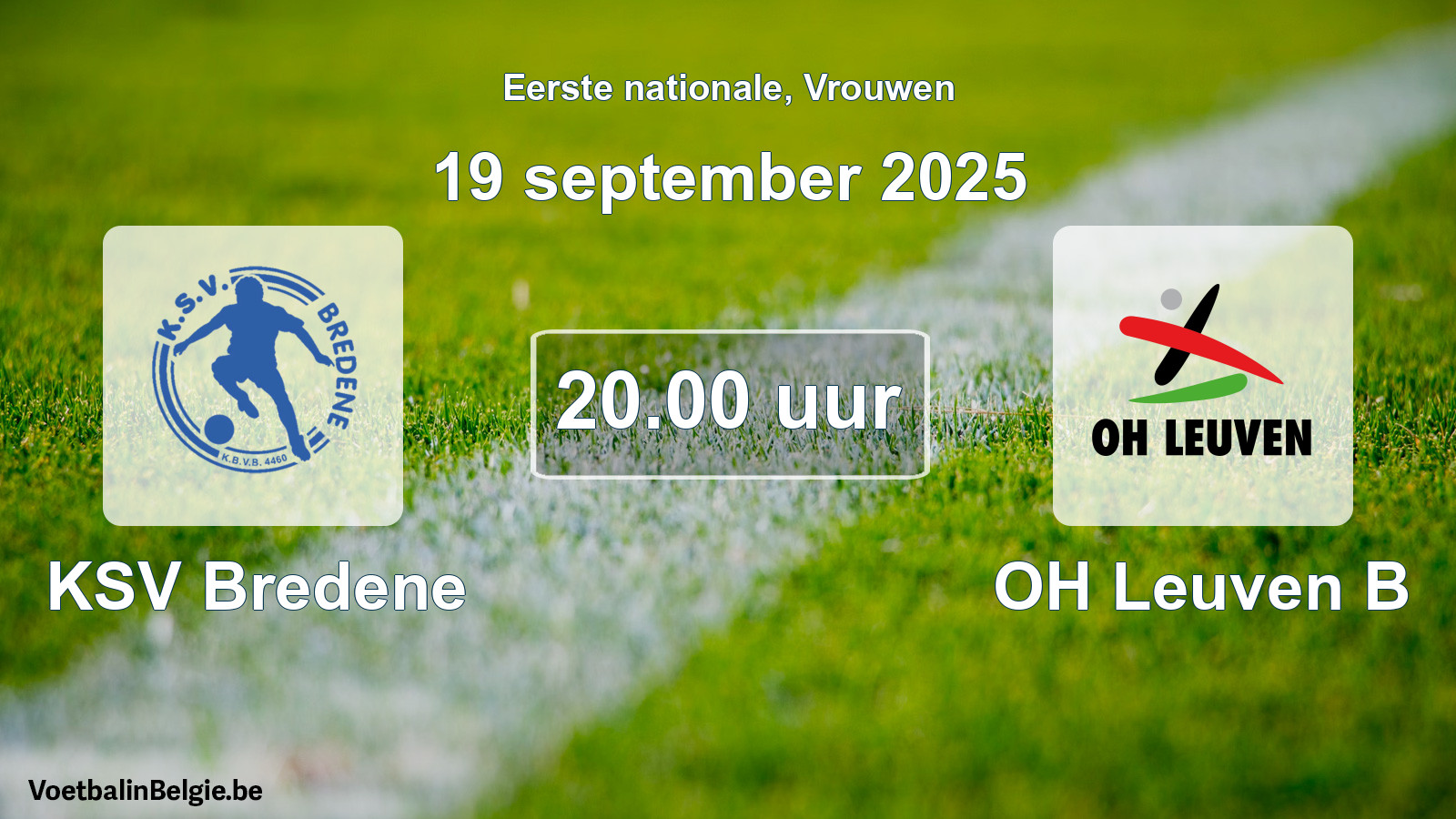 Geplande wedstrijd vrouwenvoetbal: KSV Bredene - OH Leuven B (19 september 2025)