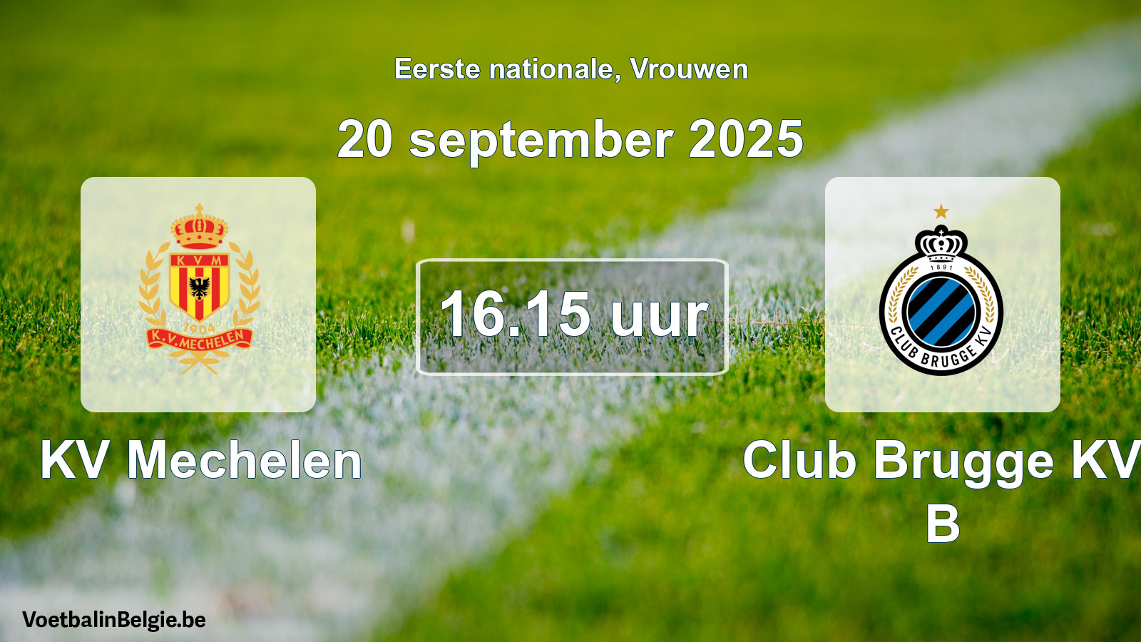 Geplande wedstrijd vrouwenvoetbal: KV Mechelen - Club Brugge KV B (20 september 2025)