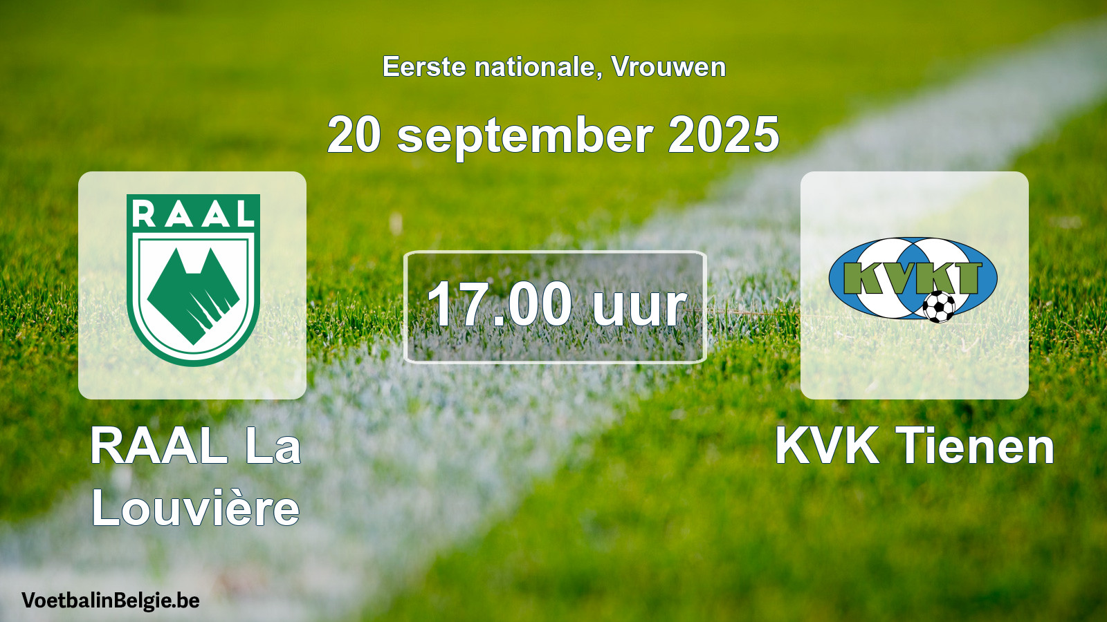 Geplande wedstrijd vrouwenvoetbal: RAAL La Louvière - KVK Tienen (20 september 2025)