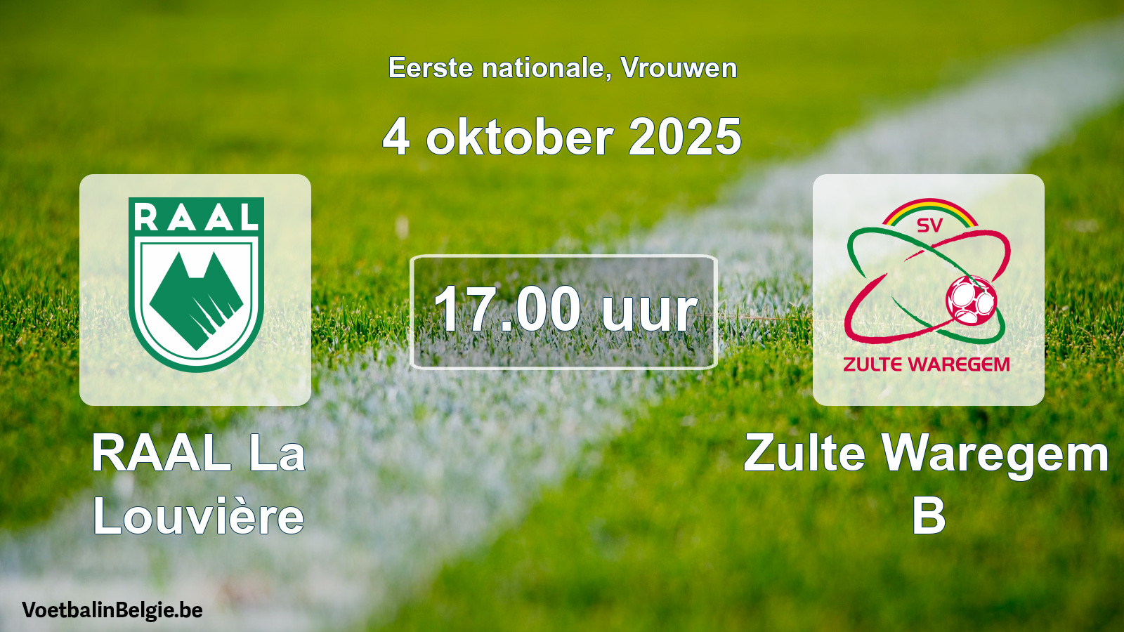 Scheduled match women football: RAAL La Louvière - Zulte Waregem B (4 October 2025)
