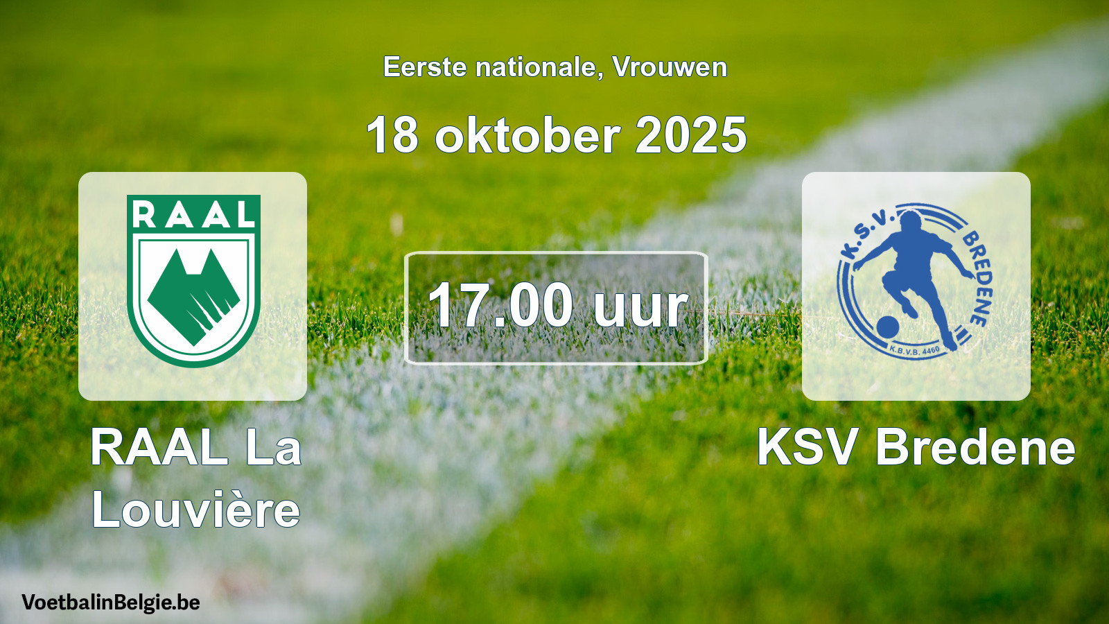 Match prévu football femmes: RAAL La Louvière - KSV Bredene (18 octobre 2025)