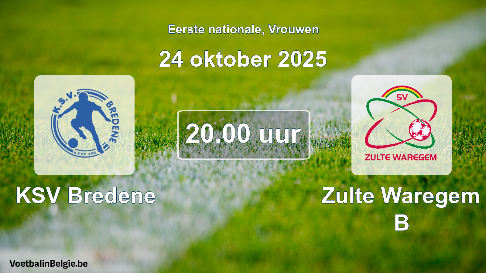Geplande wedstrijd vrouwenvoetbal: KSV Bredene - Zulte Waregem B (24 oktober 2025)