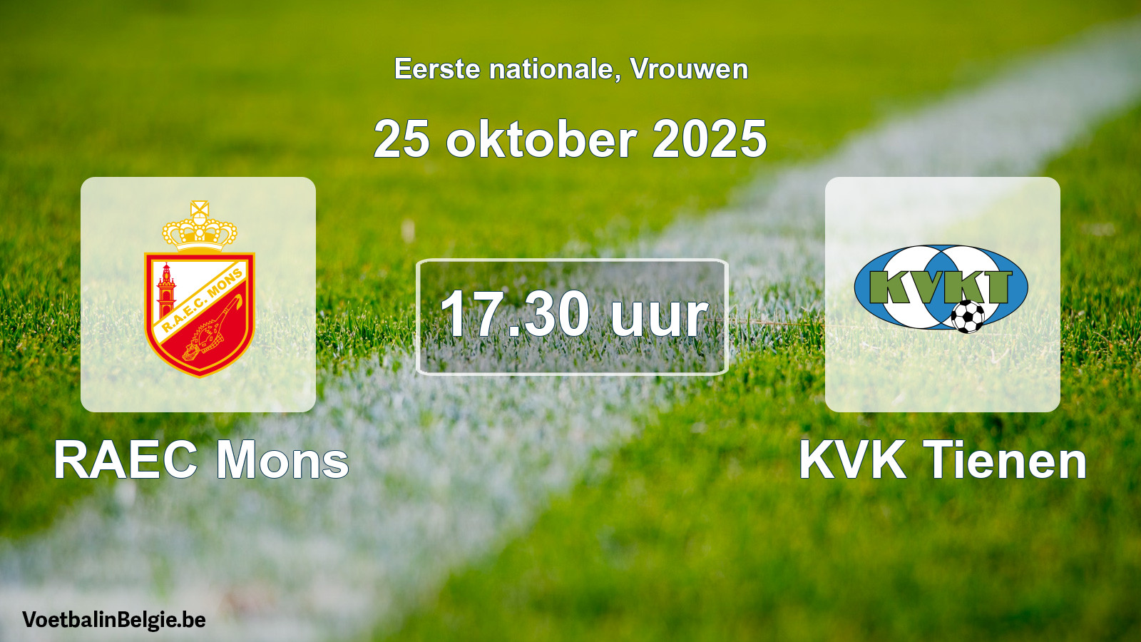 Geplande wedstrijd vrouwenvoetbal: RAEC Mons - KVK Tienen (25 oktober 2025)