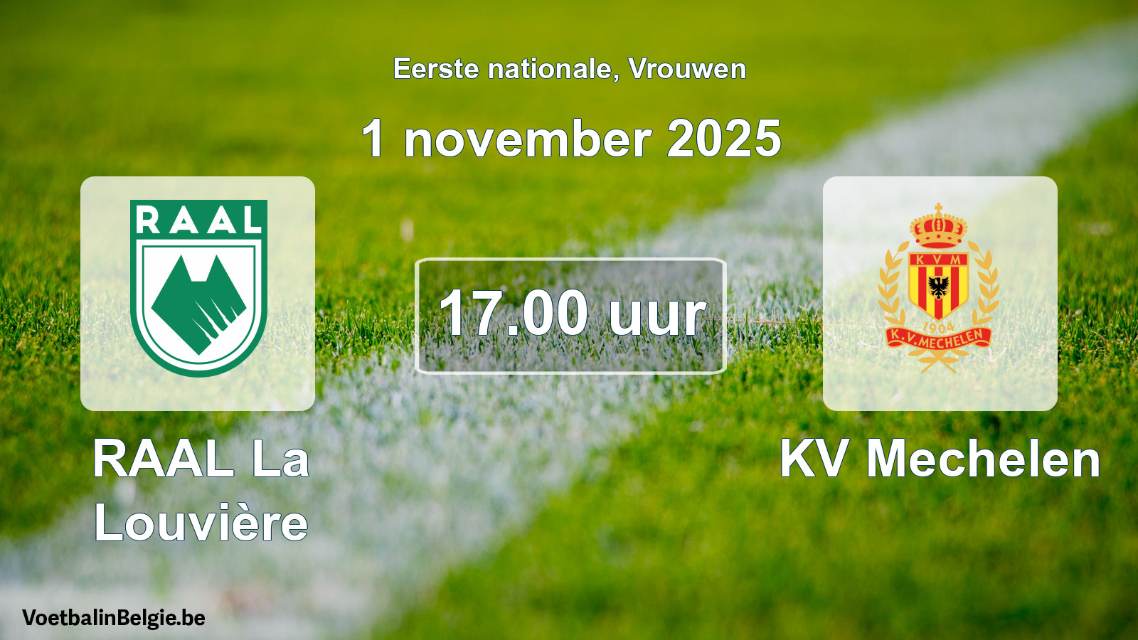 Match prévu football femmes: RAAL La Louvière - KV Mechelen (1 novembre 2025)