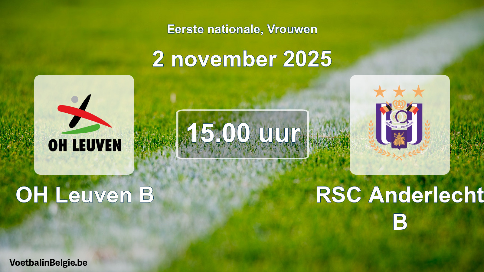 Geplande wedstrijd vrouwenvoetbal: OH Leuven B - RSC Anderlecht B (2 november 2025)