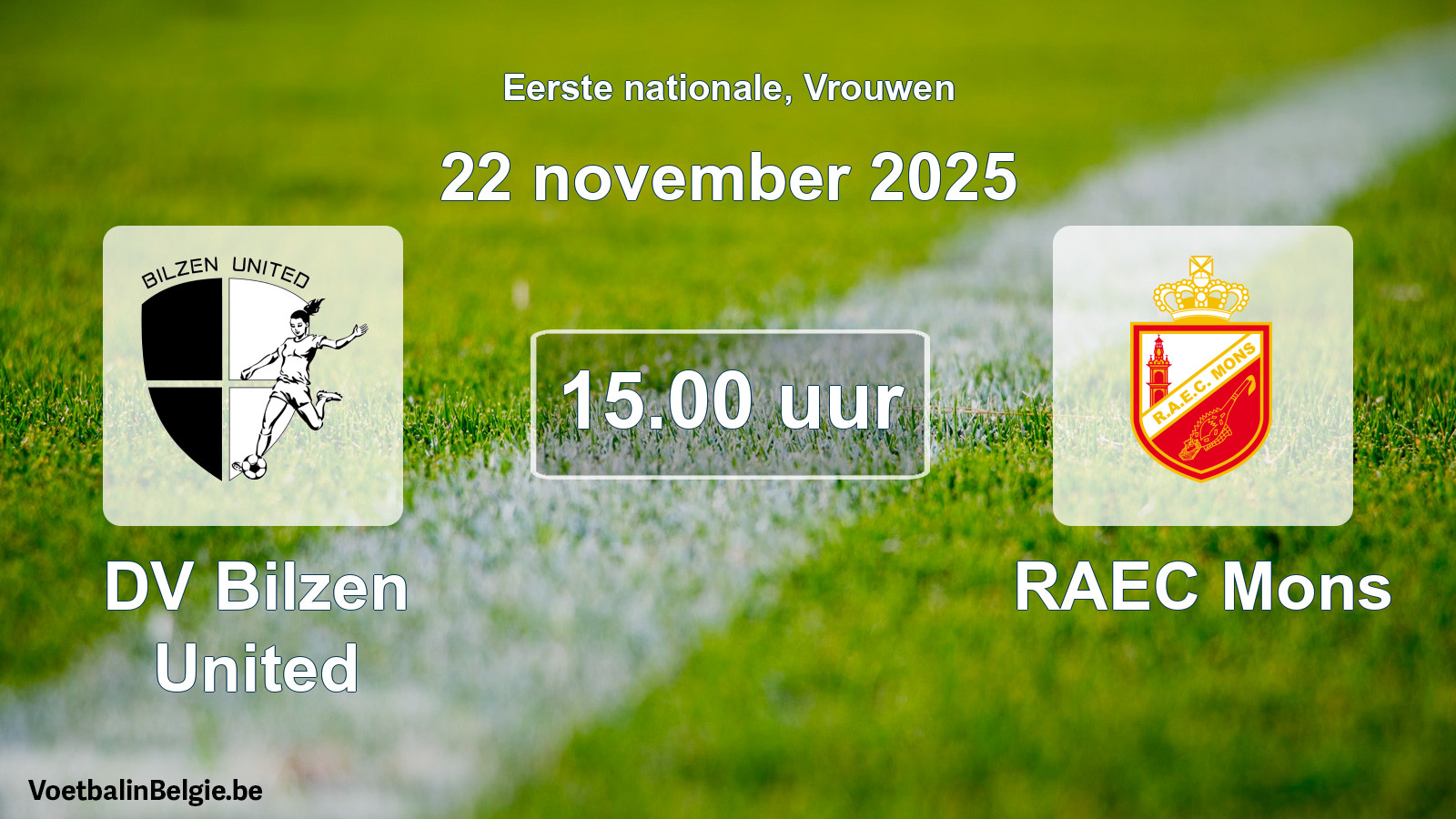 Geplantes Spiel frauen-Fußball: DV Bilzen United - RAEC Mons (22 November 2025)