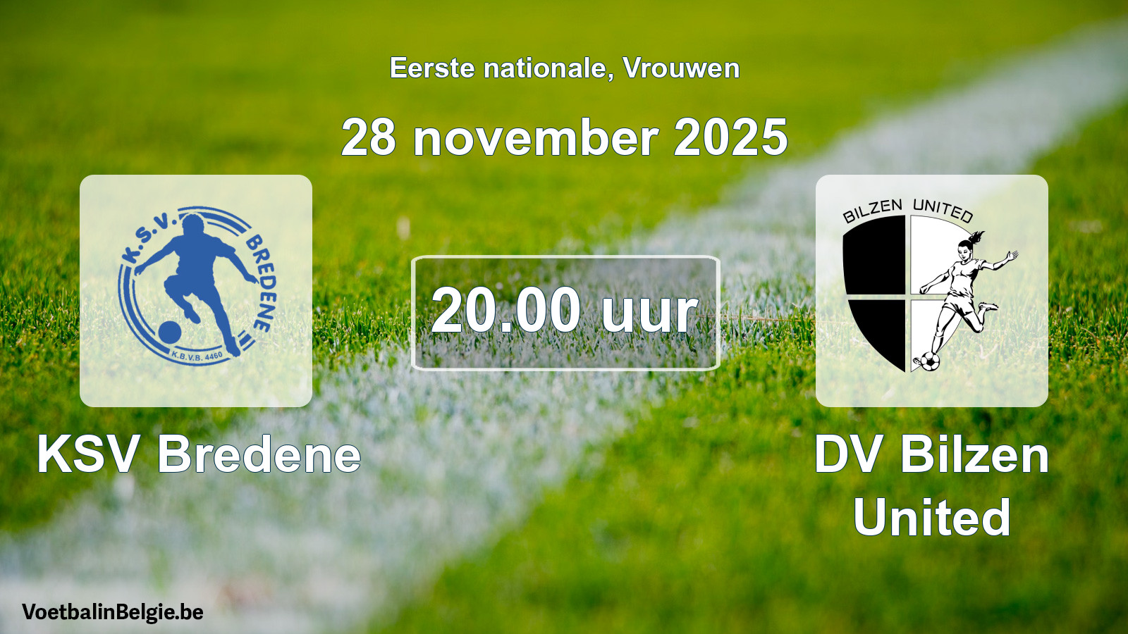 Geplande wedstrijd vrouwenvoetbal: KSV Bredene - DV Bilzen United (28 november 2025)