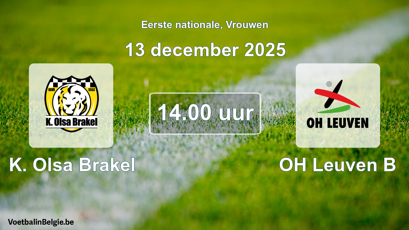 Geplande wedstrijd vrouwenvoetbal: K. Olsa Brakel - OH Leuven B (13 december 2025)