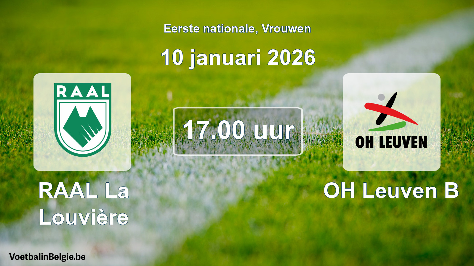 Geplande wedstrijd vrouwenvoetbal: RAAL La Louvière - OH Leuven B (10 januari 2026)