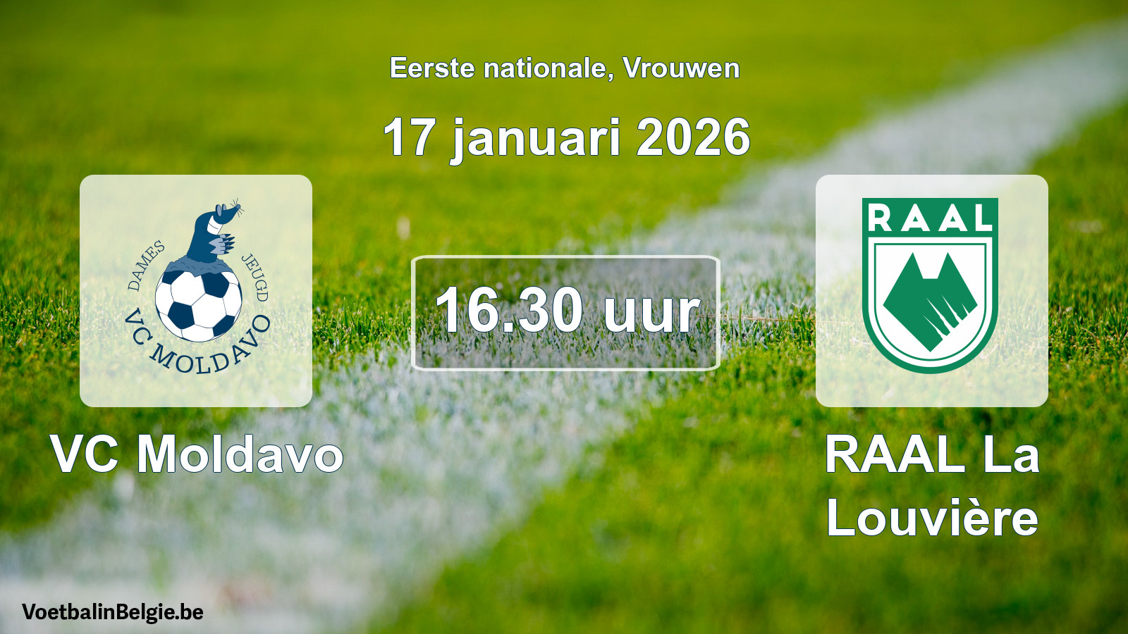 Geplande wedstrijd vrouwenvoetbal: VC Moldavo - RAAL La Louvière (17 januari 2026)