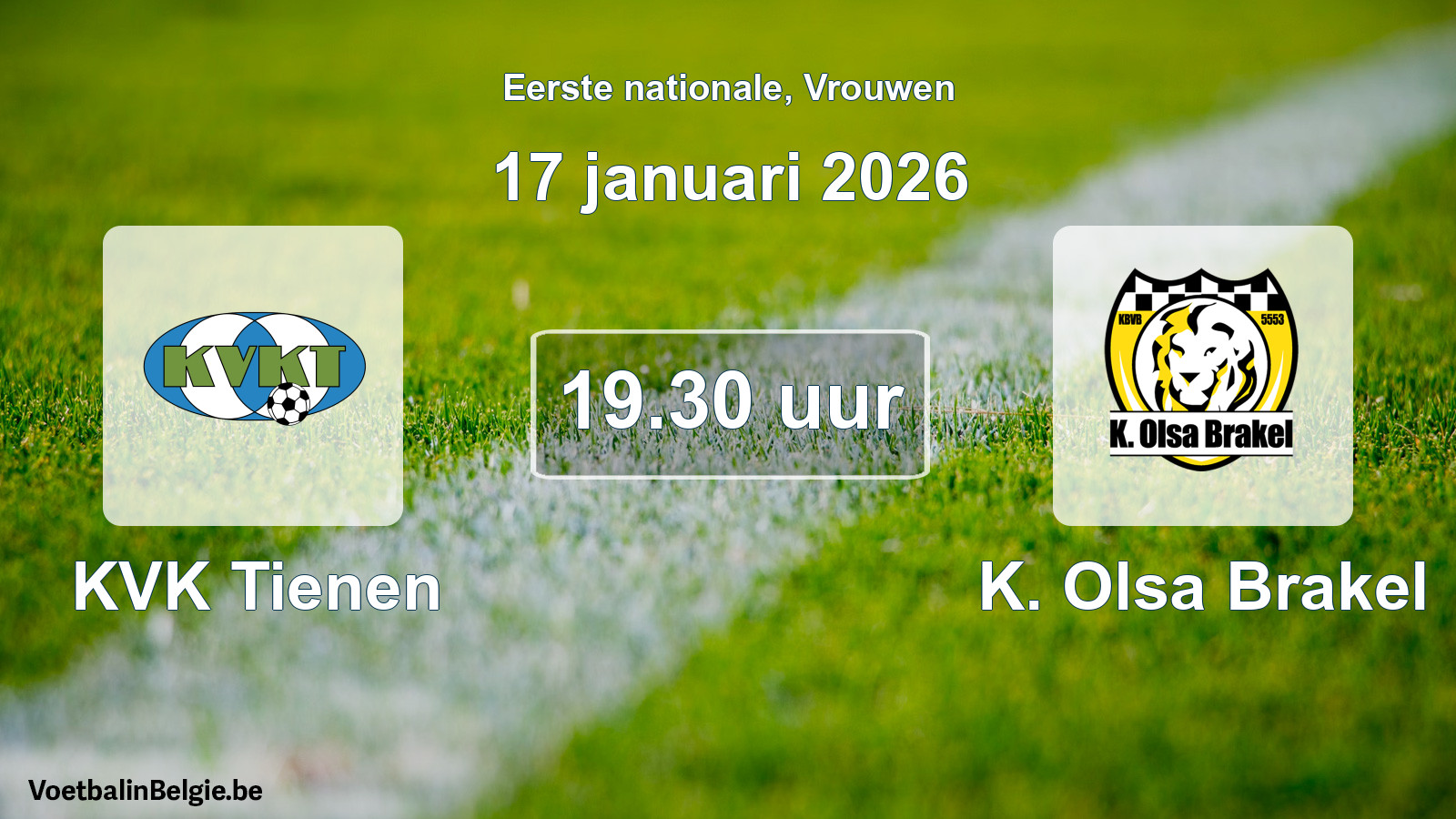 Geplande wedstrijd vrouwenvoetbal: KVK Tienen - K. Olsa Brakel (17 januari 2026)