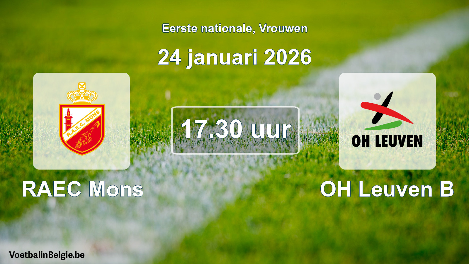 Geplande wedstrijd vrouwenvoetbal: RAEC Mons - OH Leuven B (24 januari 2026)