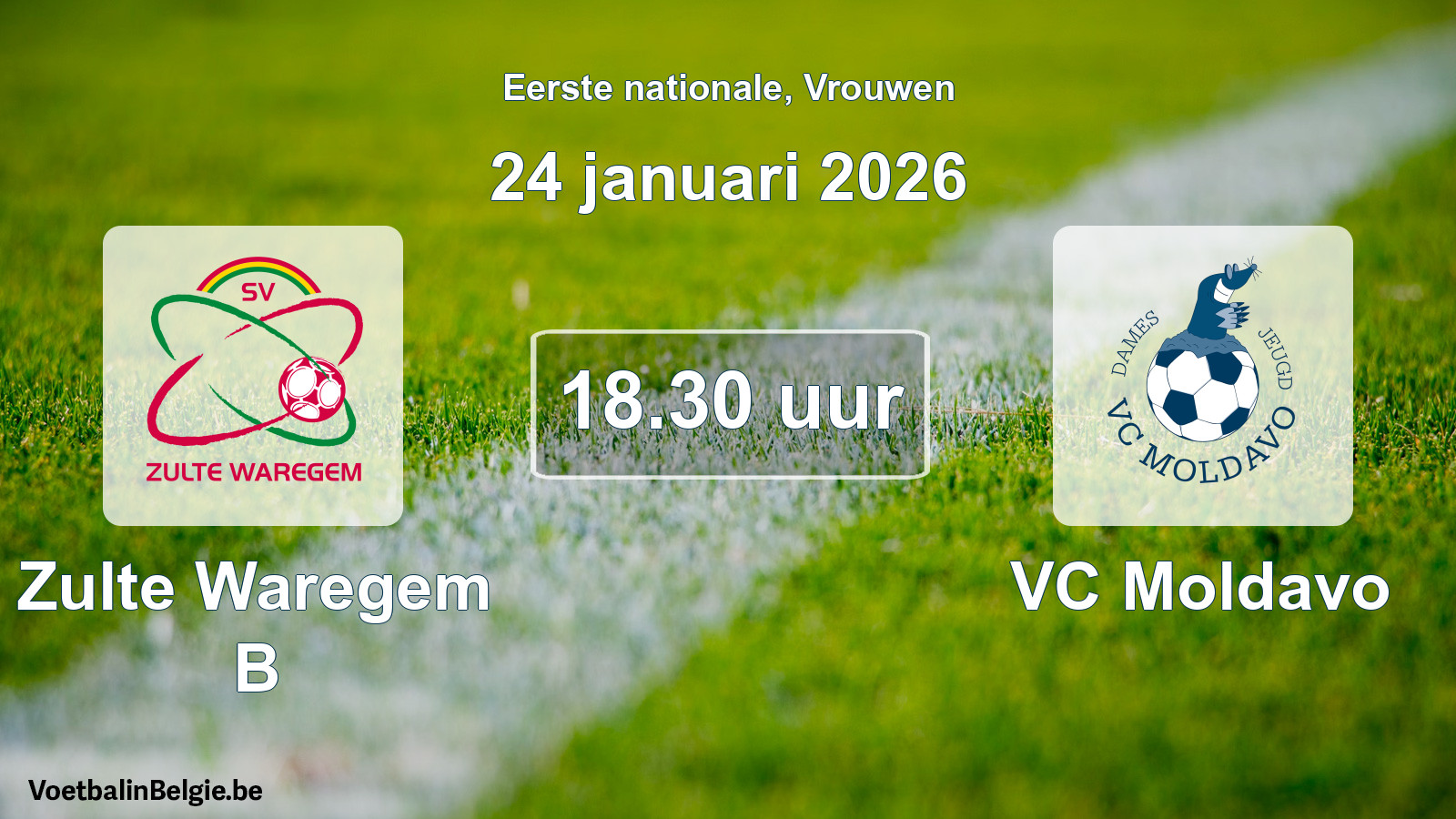 Geplande wedstrijd vrouwenvoetbal: Zulte Waregem B - VC Moldavo (24 januari 2026)