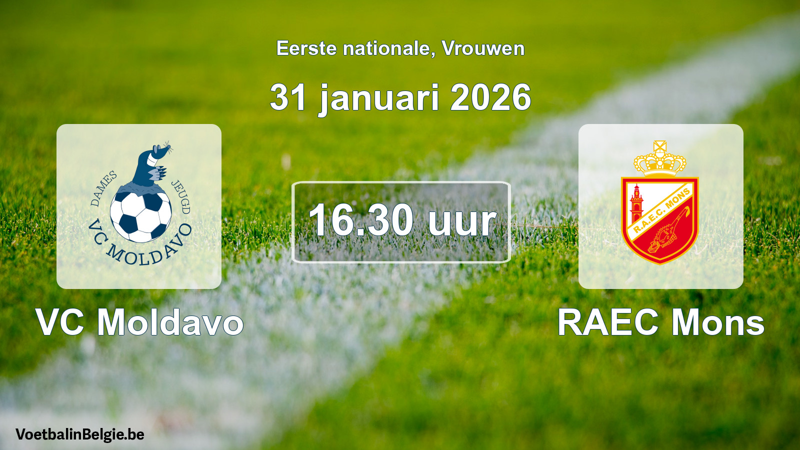 Geplande wedstrijd vrouwenvoetbal: VC Moldavo - RAEC Mons (31 januari 2026)