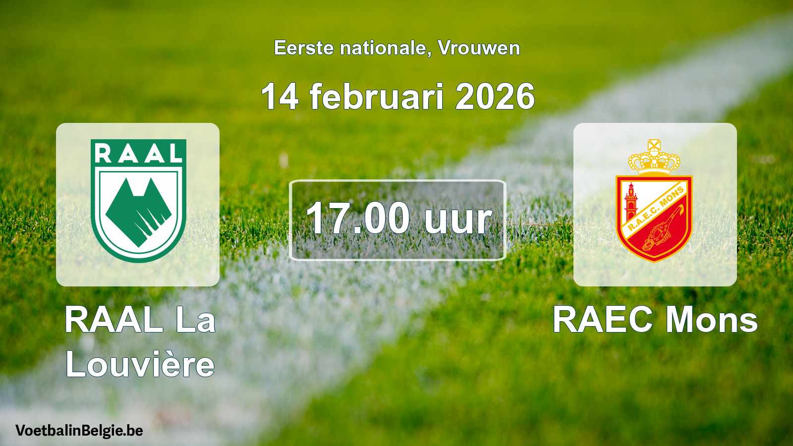 Geplande wedstrijd vrouwenvoetbal: RAAL La Louvière - RAEC Mons (14 februari 2026)