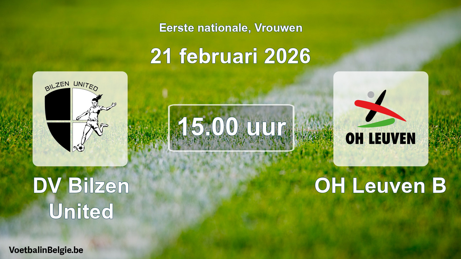 Geplande wedstrijd vrouwenvoetbal: DV Bilzen United - OH Leuven B (21 februari 2026)