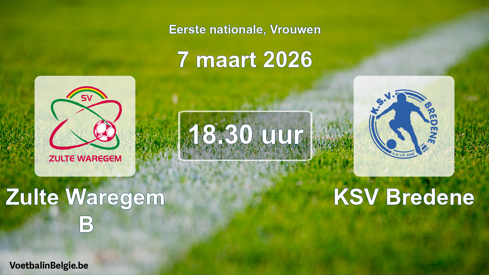 Geplantes Spiel frauen-Fußball: Zulte Waregem B - KSV Bredene (7 März 2026)