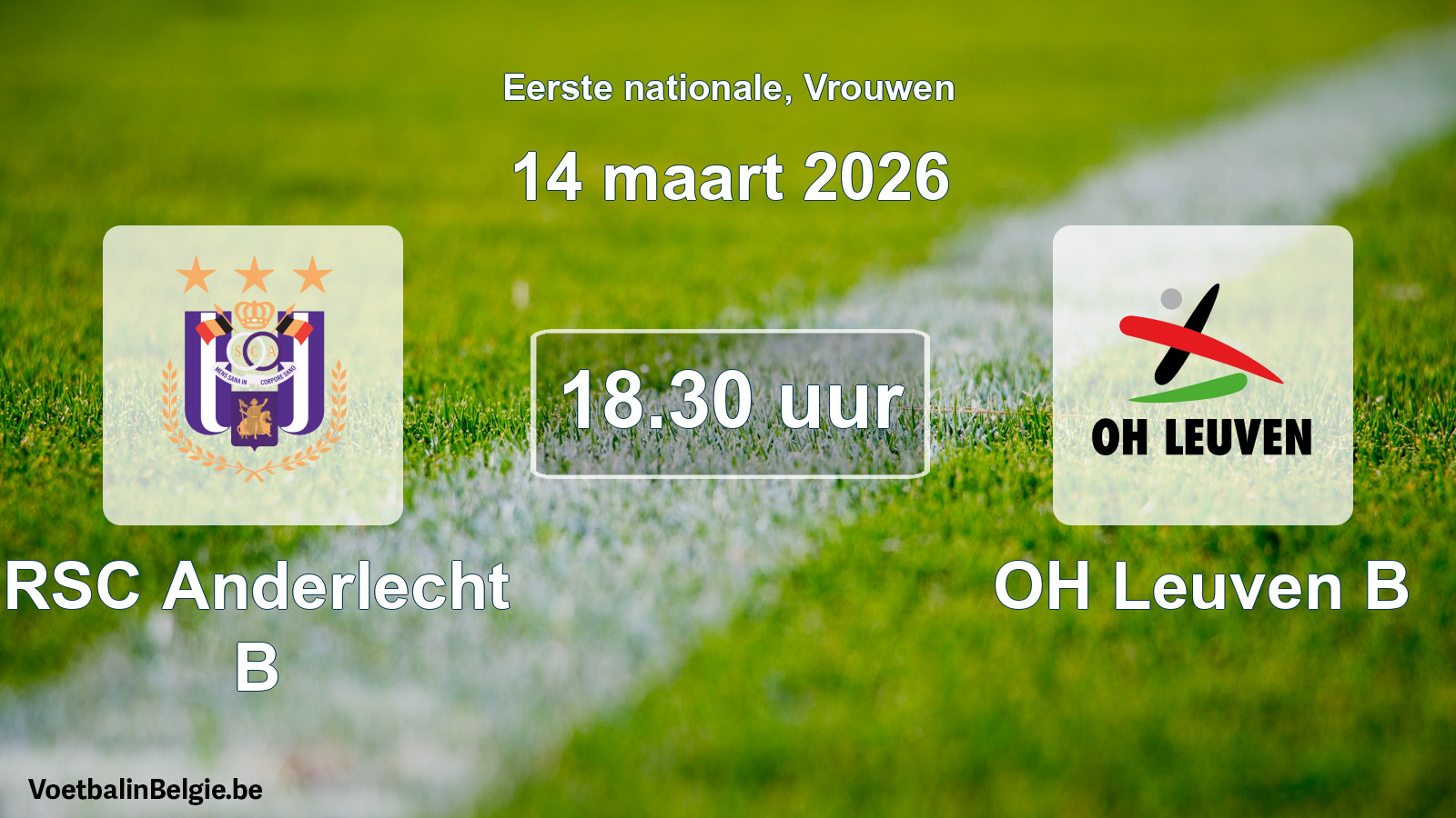 Geplande wedstrijd vrouwenvoetbal: RSC Anderlecht B - OH Leuven B (14 maart 2026)
