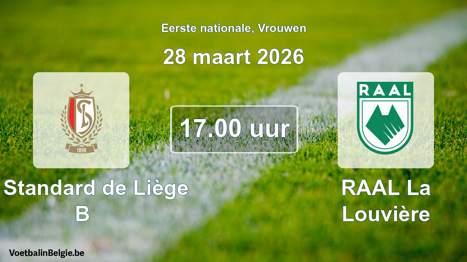 Scheduled match women football: R. Standard de Liège B - RAAL La Louvière (28 March 2026)