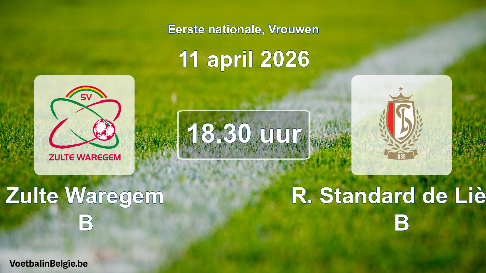 Geplande wedstrijd vrouwenvoetbal: Zulte Waregem B - R. Standard de Liège B (11 april 2026)