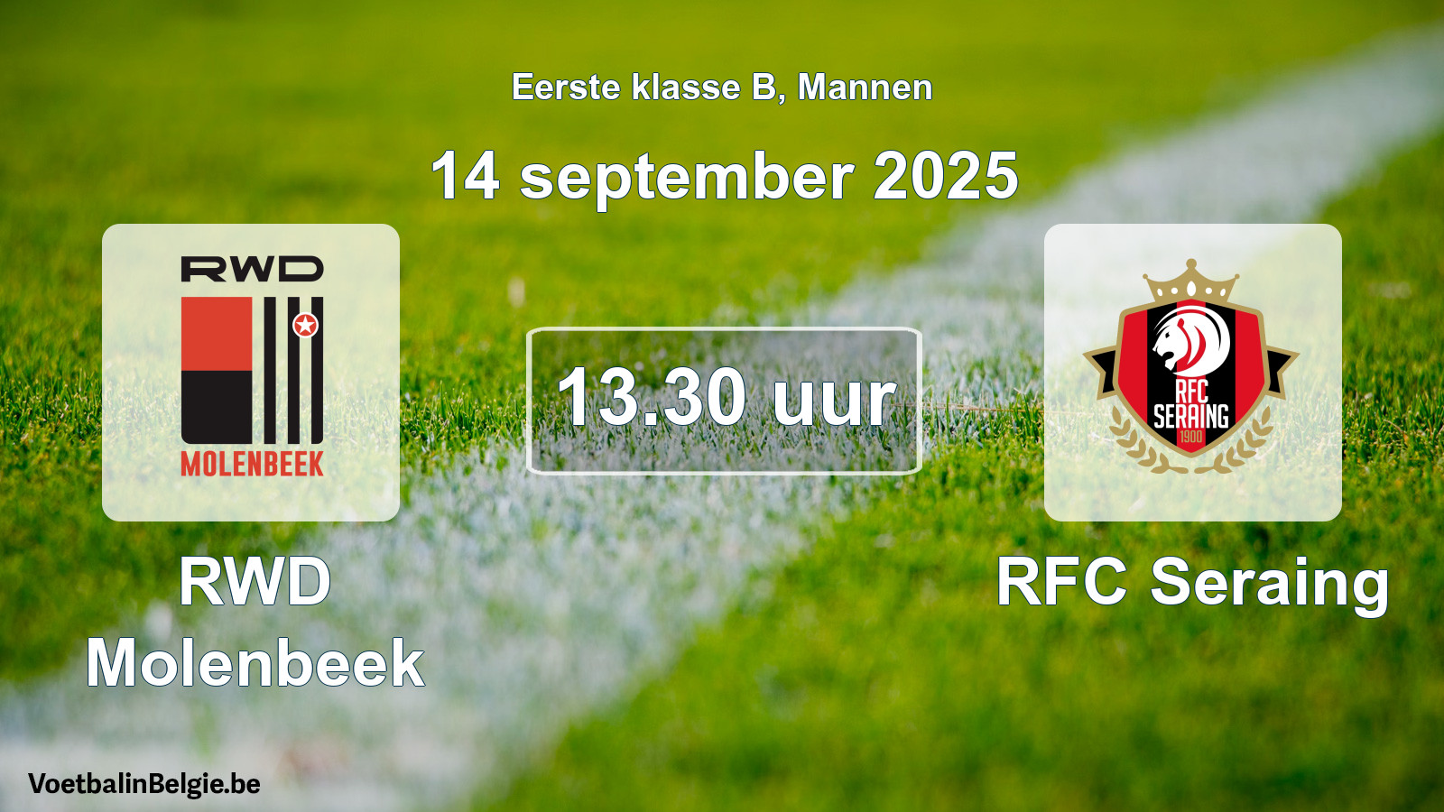 Match prévu football hommes: RWD Molenbeek - RFC Seraing (14 septembre 2025)