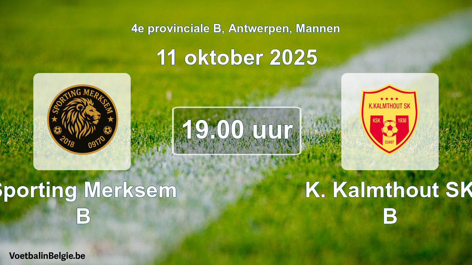 Geplande wedstrijd mannenvoetbal: Sporting Merksem B - K. Kalmthout SK B (11 oktober 2025)