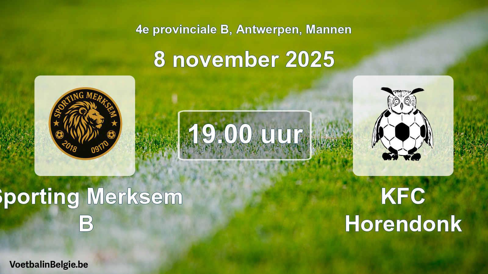 Geplande wedstrijd mannenvoetbal: Sporting Merksem B - KFC Horendonk (8 november 2025)