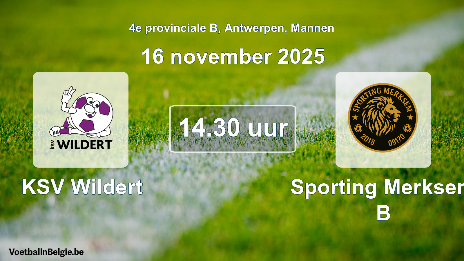 Geplande wedstrijd mannenvoetbal: KSV Wildert - Sporting Merksem B (16 november 2025)