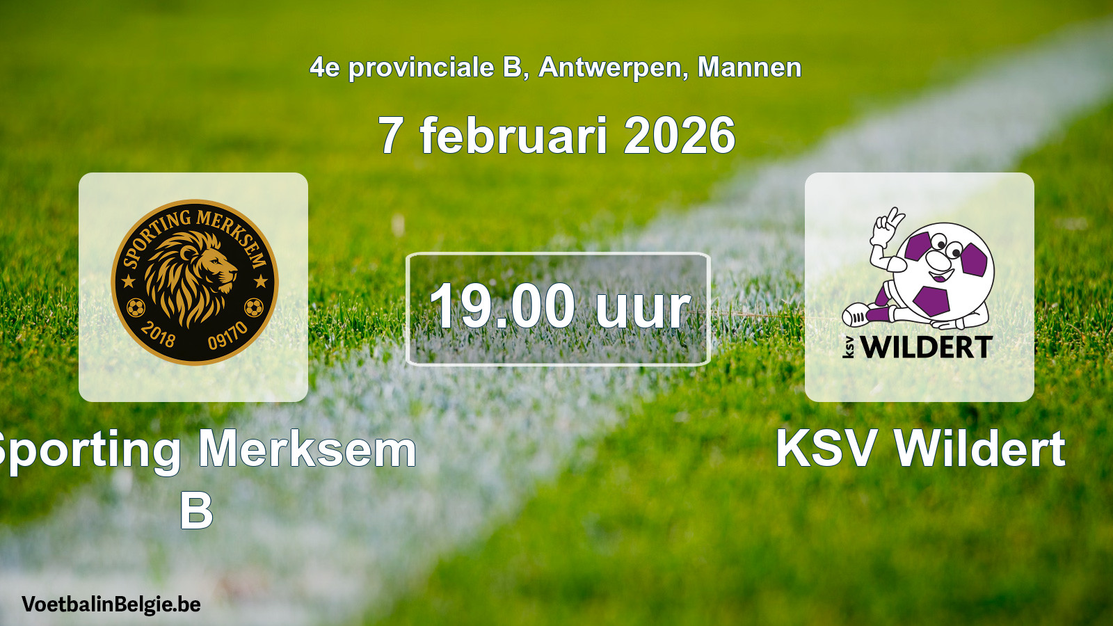 Geplantes Spiel männer-Fußball: Sporting Merksem B - KSV Wildert (7 Februar 2026)