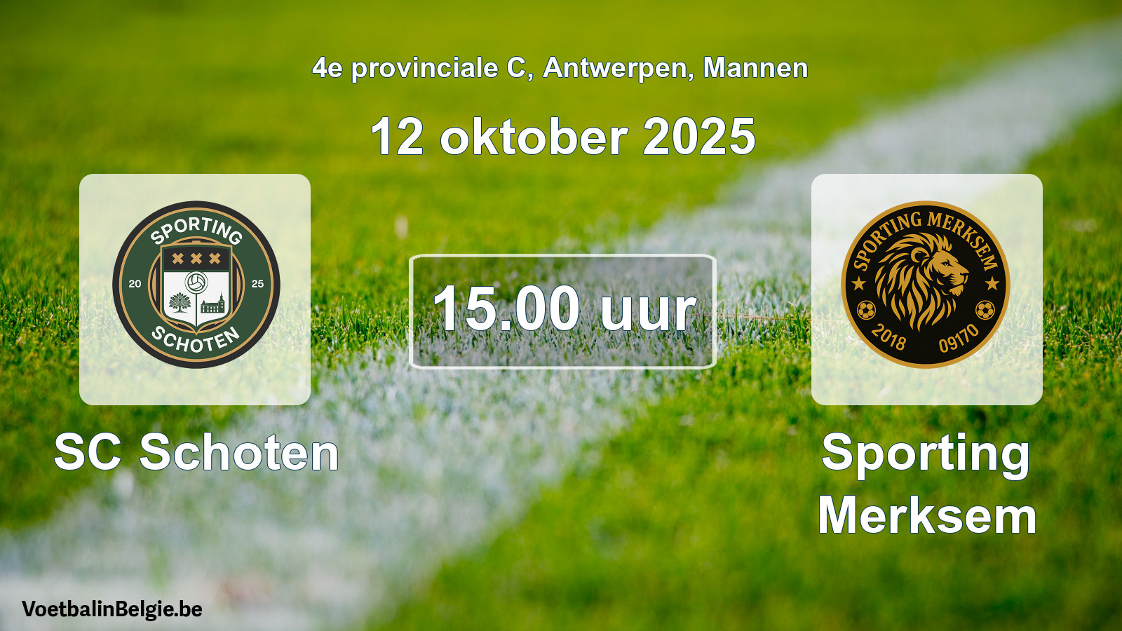 Match prévu football hommes: SC Schoten - Sporting Merksem (12 octobre 2025)