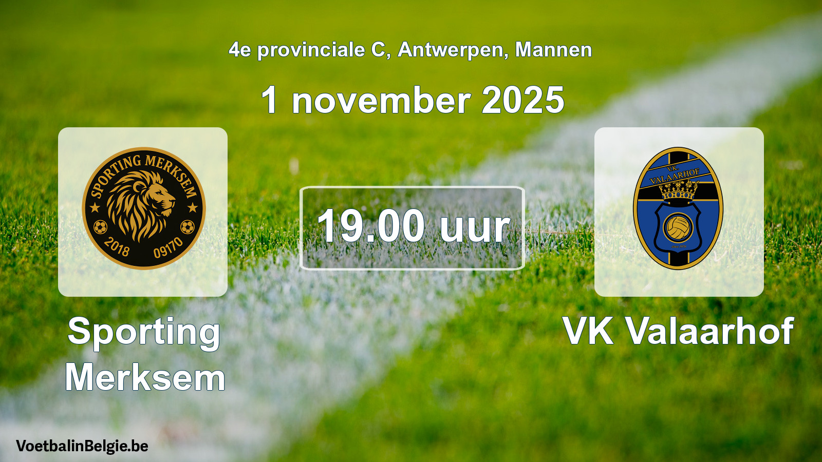Geplande wedstrijd mannenvoetbal: Sporting Merksem - VK Valaarhof (1 november 2025)