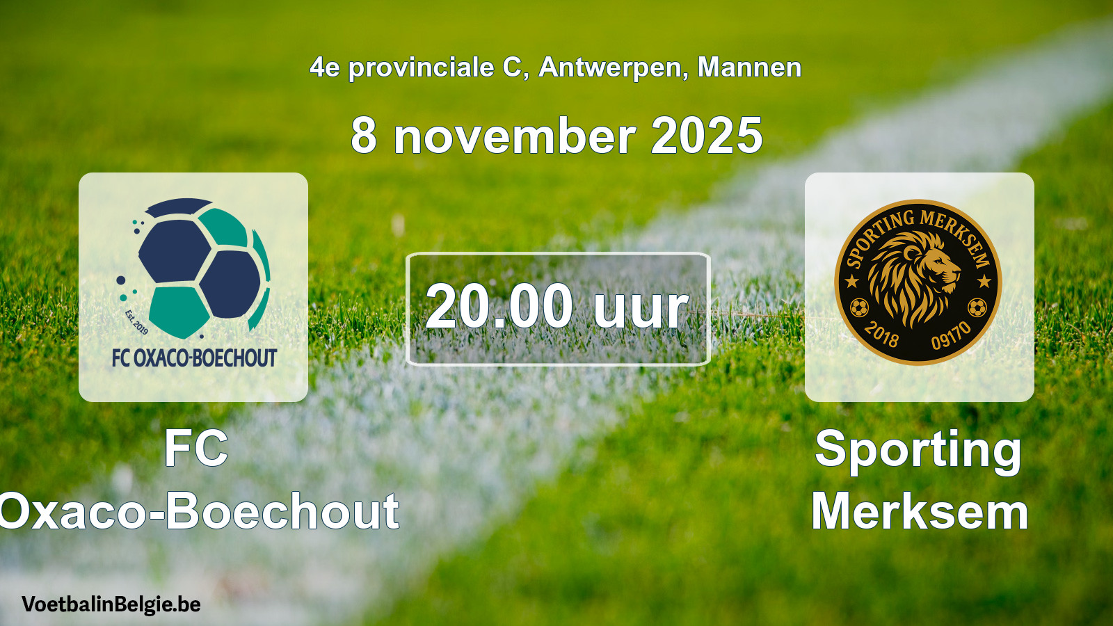 Geplande wedstrijd mannenvoetbal: FC Oxaco-Boechout - Sporting Merksem (8 november 2025)
