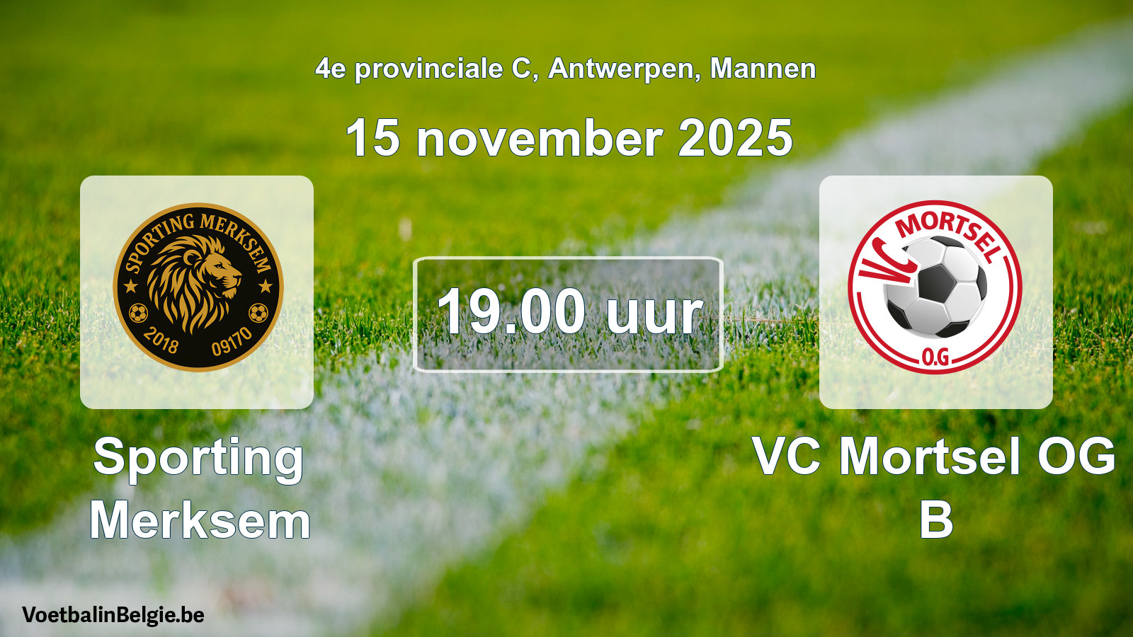 Geplande wedstrijd mannenvoetbal: Sporting Merksem - VC Mortsel OG B (15 november 2025)
