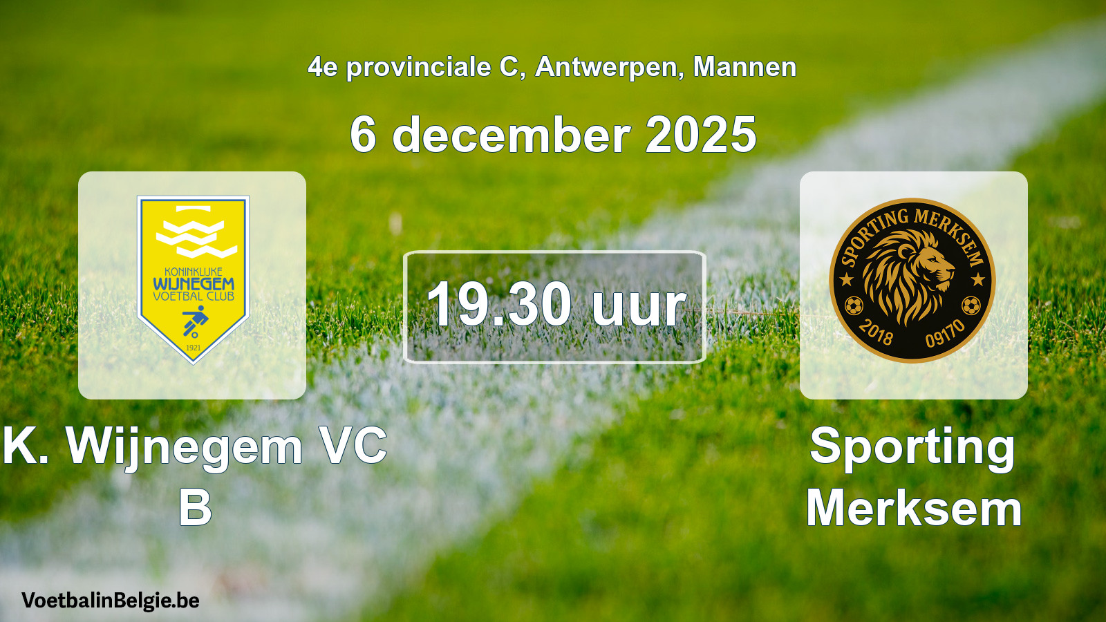 Geplande wedstrijd mannenvoetbal: K. Wijnegem VC B - Sporting Merksem (6 december 2025)
