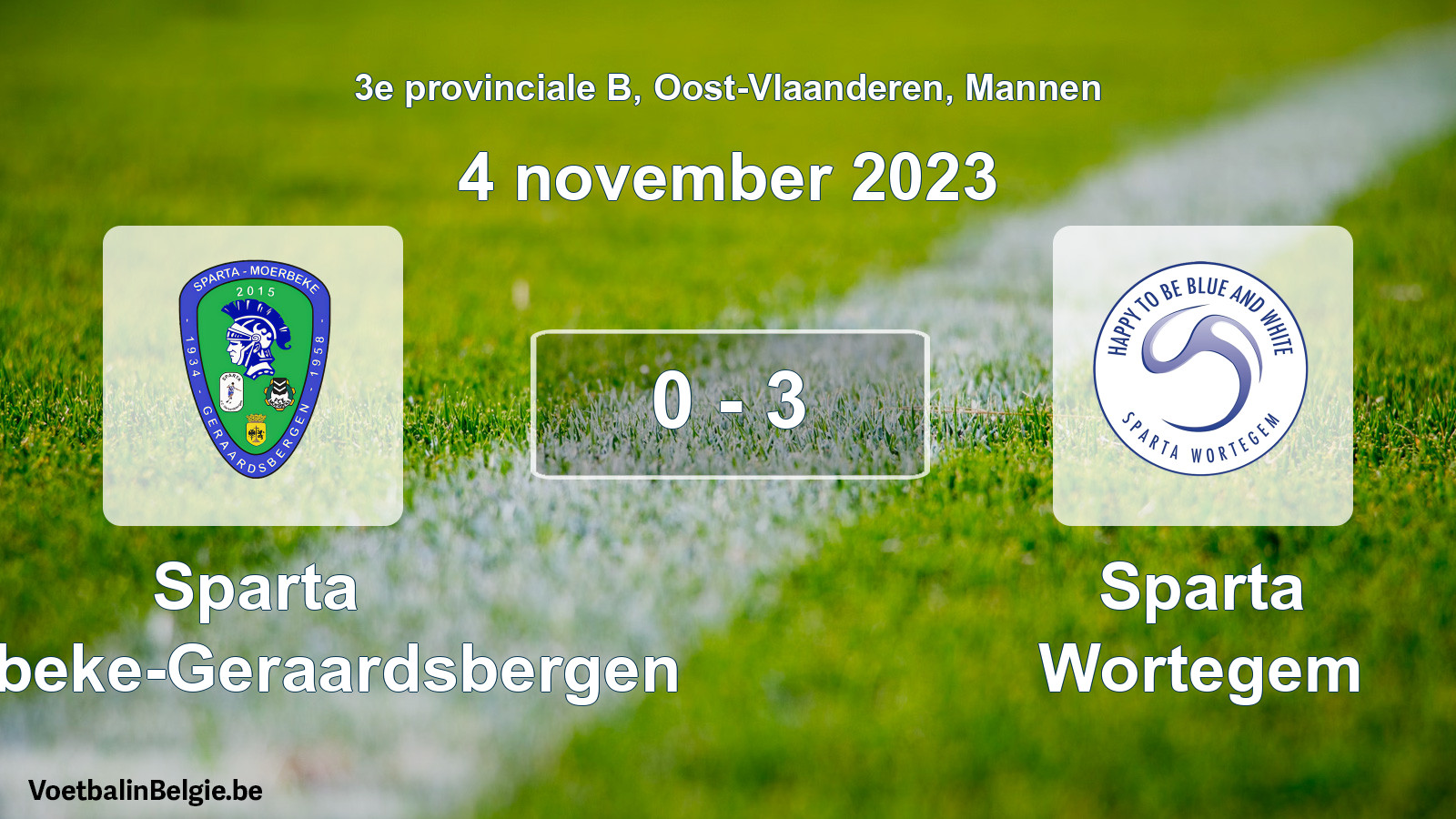 Gespeelde wedstrijd mannenvoetbal: Sparta Moerbeke-Geraardsbergen - Sparta Wortegem 0 - 3 (4 november 2023)