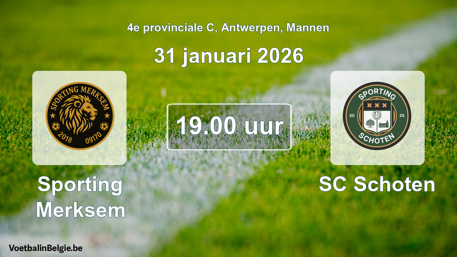 Geplande wedstrijd mannenvoetbal: Sporting Merksem - SC Schoten (31 januari 2026)