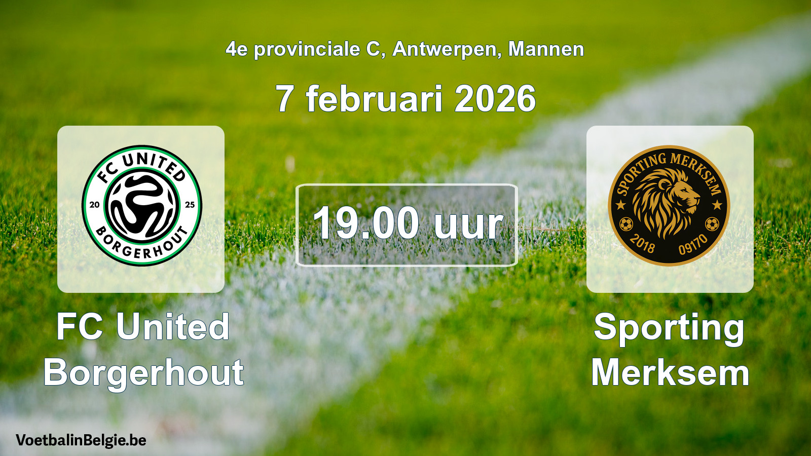 Geplande wedstrijd mannenvoetbal: FC United Borgerhout - Sporting Merksem (7 februari 2026)
