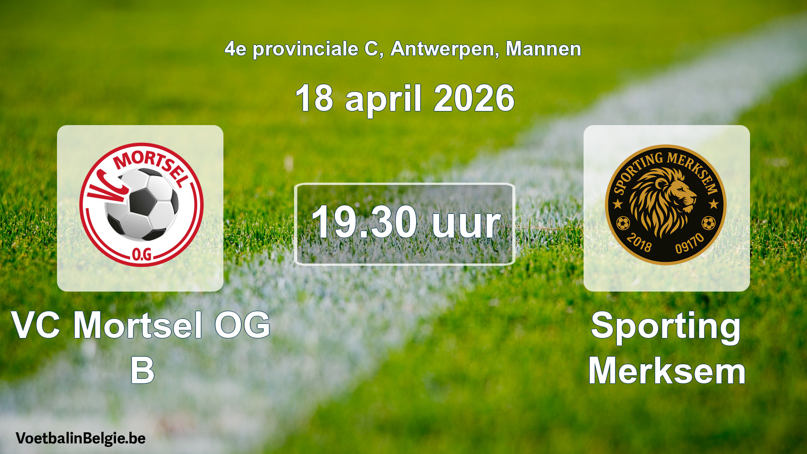 Geplande wedstrijd mannenvoetbal: VC Mortsel OG B - Sporting Merksem (18 april 2026)
