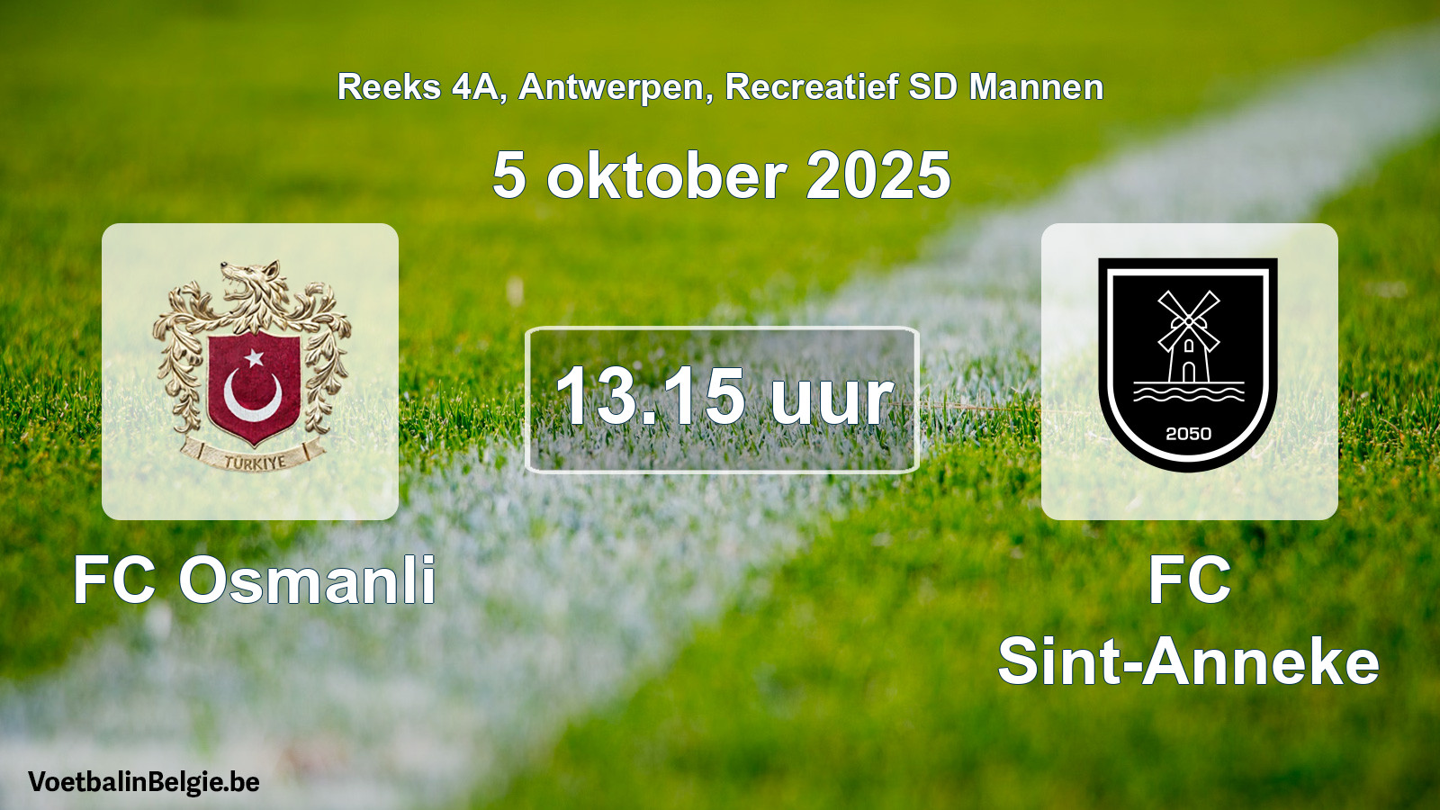 Geplantes Spiel freizeit sd männer-Fußball: FC Osmanli - FC Sint-Anneke (5 Oktober 2025)