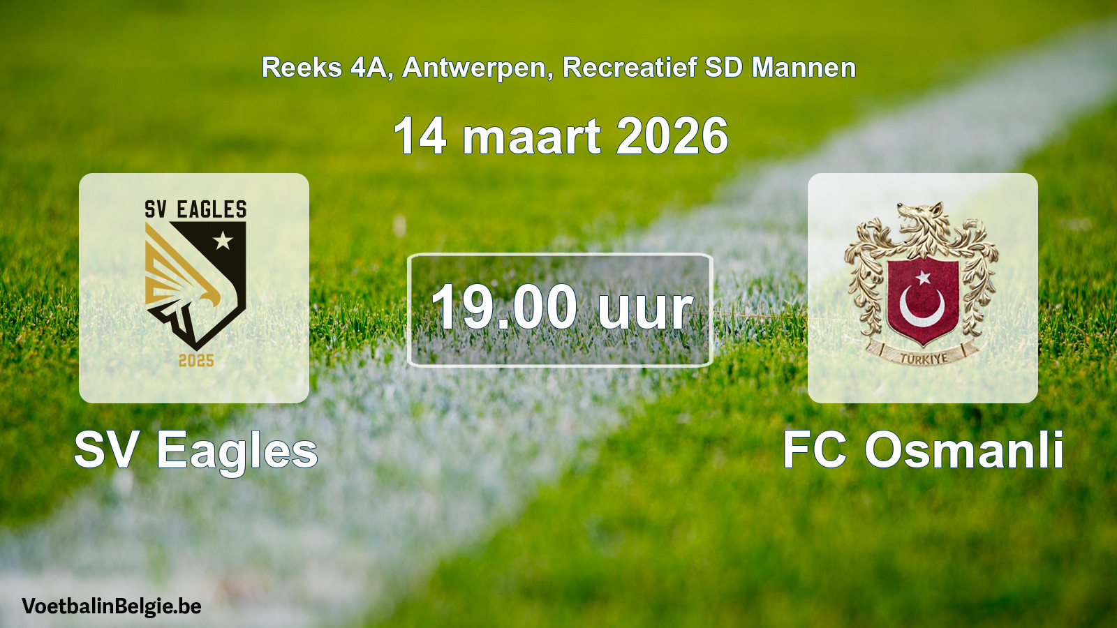 Scheduled match recreational sd men football: SV Eagles - FC Osmanli (14 March 2026)