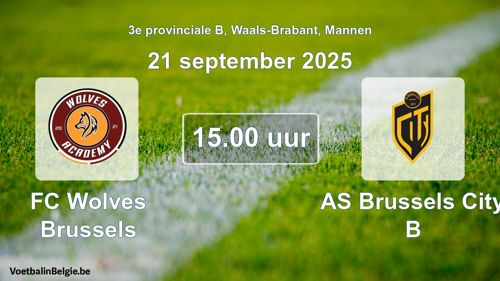 Geplande wedstrijd mannenvoetbal: FC Wolves Brussels - AS Brussels City B (21 september 2025)