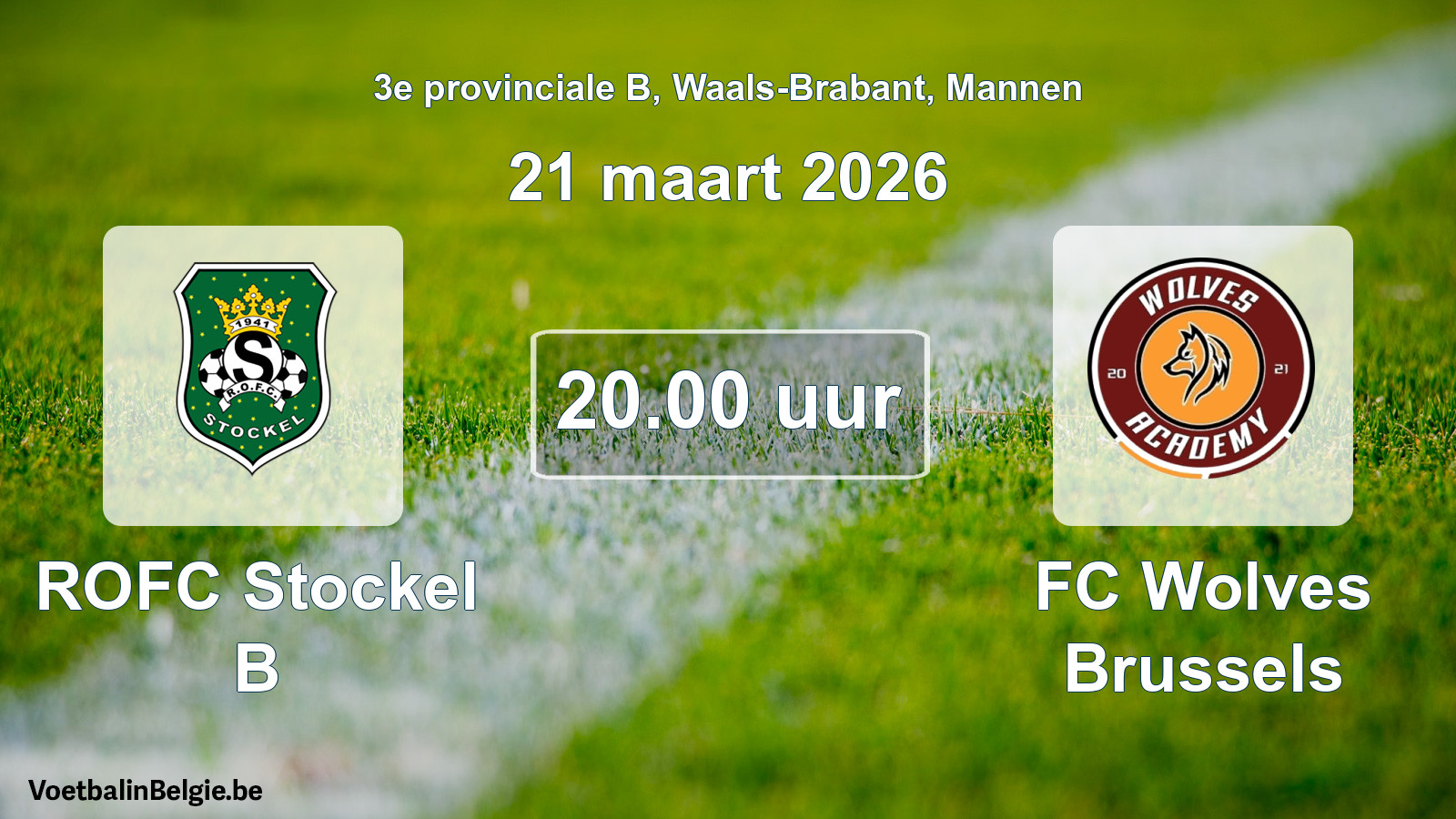 Geplande wedstrijd mannenvoetbal: ROFC Stockel B - FC Wolves Brussels (21 maart 2026)